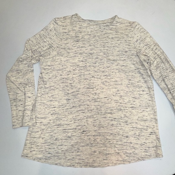 Pure Jill by j jill Cotton Long Sleeve Tunic Tee Large Beige Gray Navy Heathered - Picture 5 of 12